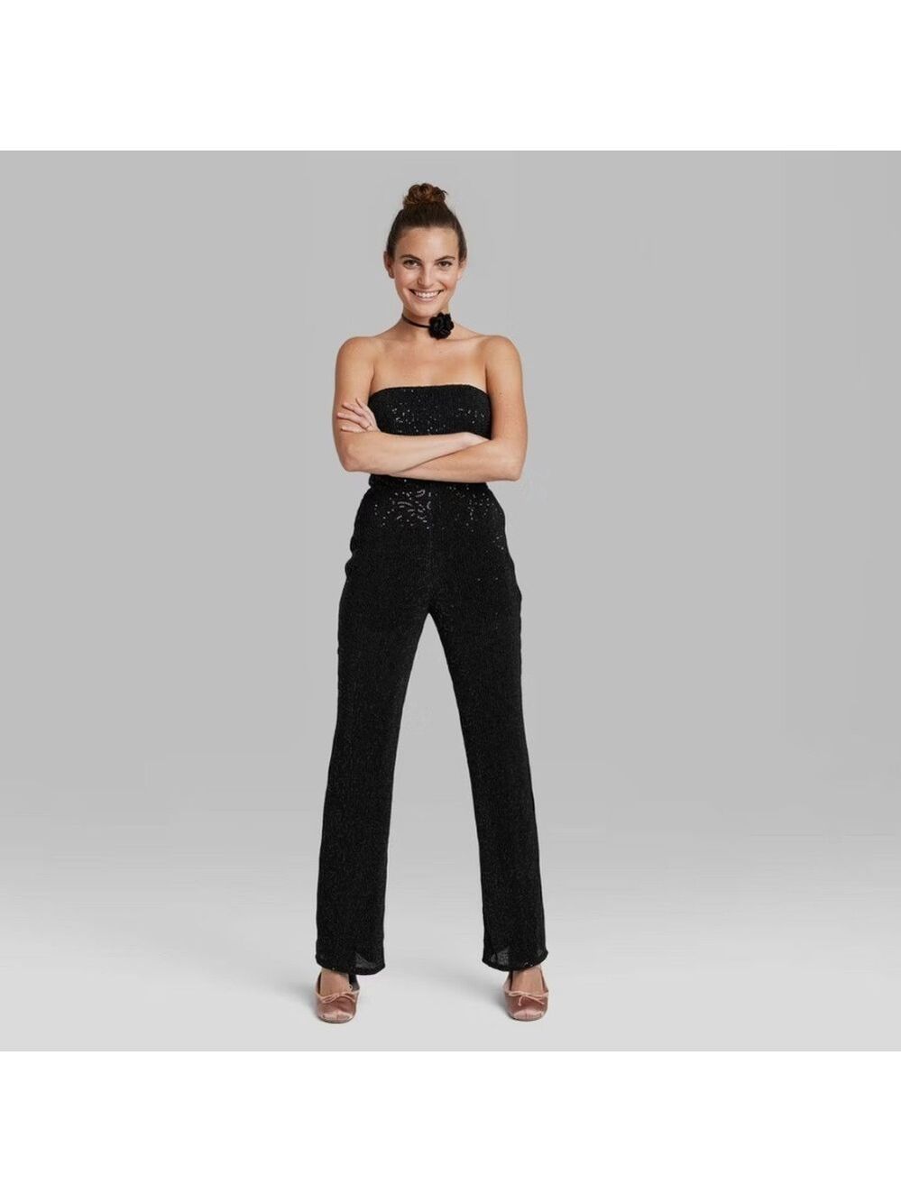 NWT Wild Fable Strapless Tube Sequin Mesh Jumpsuit Size S